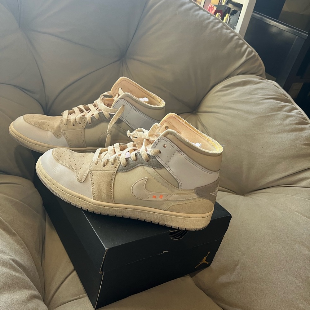 Air Jordan- cream, tan and white color